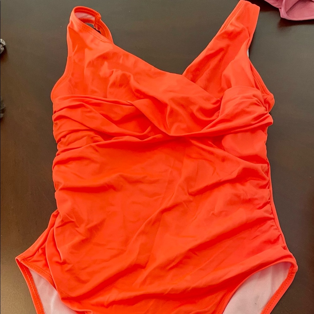 Beautiful Orange Swimsuit With Tummy Control